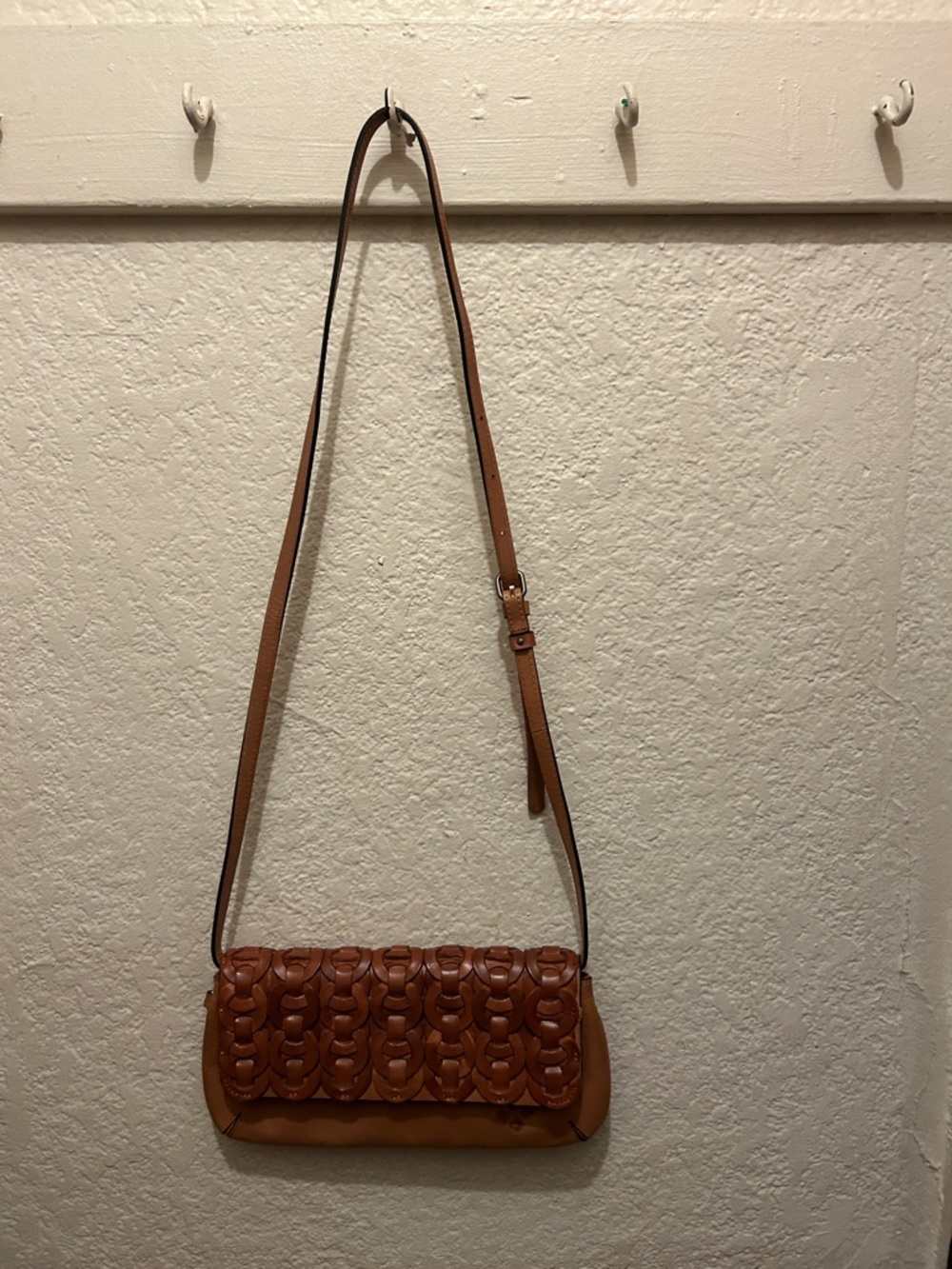 Patricia Nash Woven Leather Crossbody in Brown